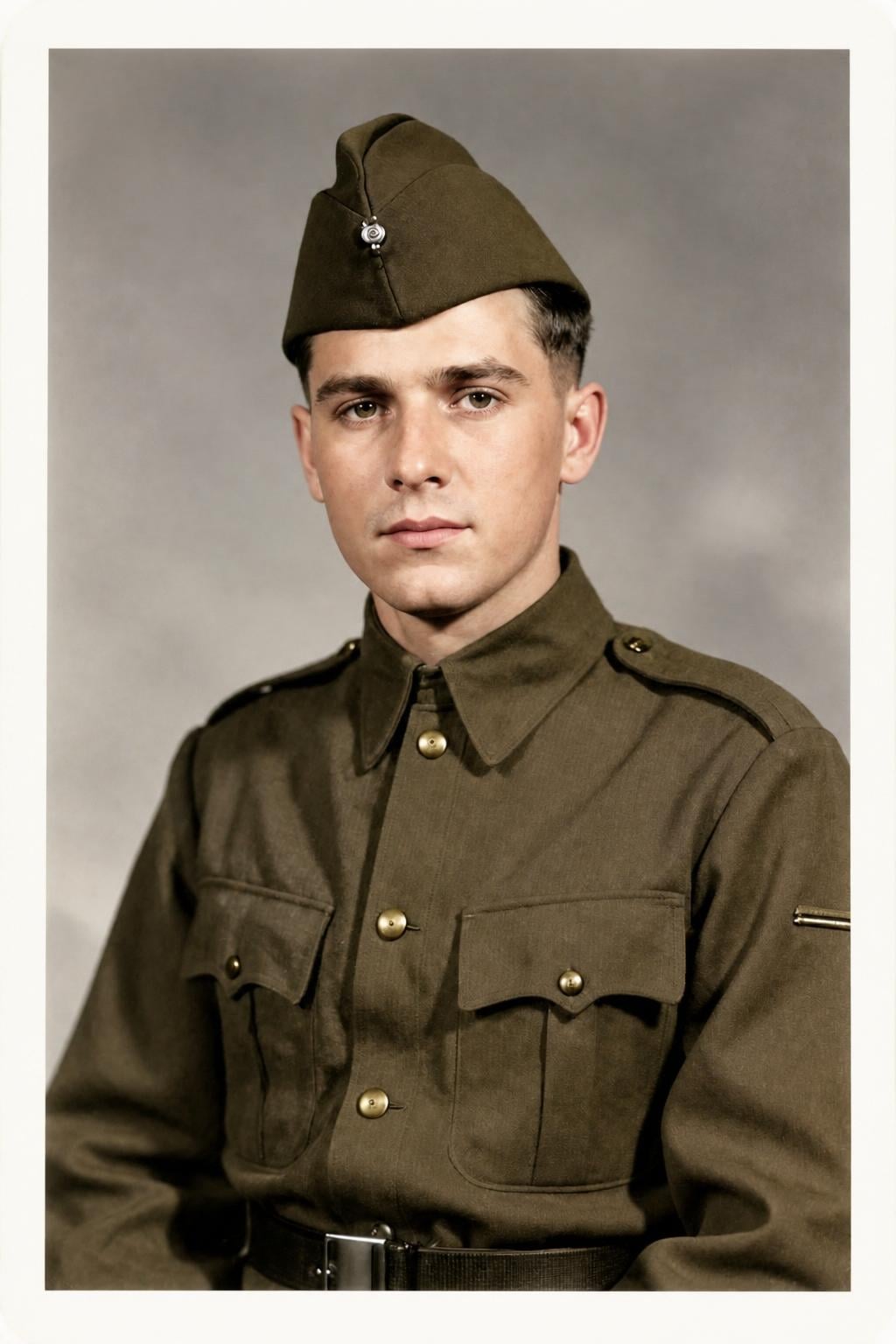 1940s · serviceman before deployment · creases